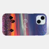 青いオレンジ色の雲の夕日のグラデーション紙吹雪ドット名 Case-Mate iPhoneケース (裏面 (横))