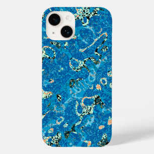 青いオレンジ色の黒の斑点のあるグラフィックアブストラクション Case-Mate iPhone 14ケース