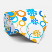 青いオレンジ花 ネクタイ (ロール)