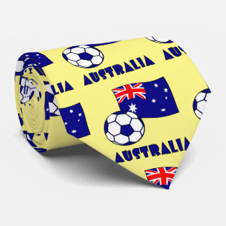 青いオーストラリアのサッカーボール旗 黄色の背景 ネクタイ