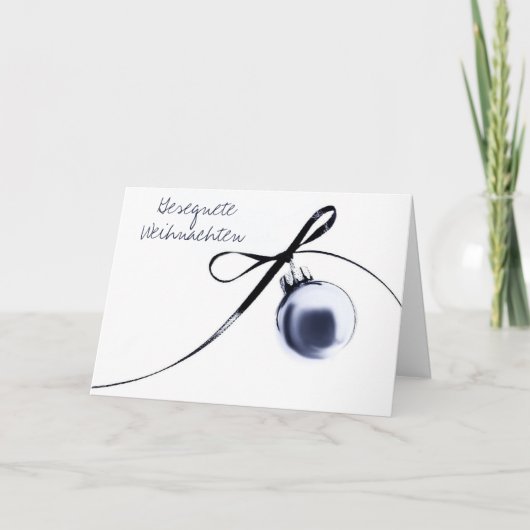 青いオーナメントのドイツのクリスマスカード シーズンカード (正面)