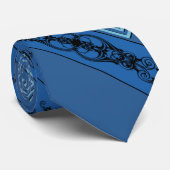 青いオーナメント ネクタイ (ロール)