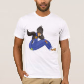 青いオーバーオールを着たカラス Tシャツ (正面)
