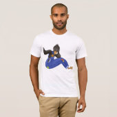 青いオーバーオールを着たカラス Tシャツ (正面フル)