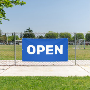 青いオープン バナー 横断幕