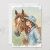 青いカウボーイが馬にキスする誕生日パーティー 招待状 (裏面)