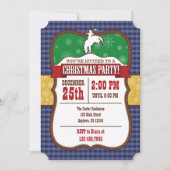 青いカウボーイのクリスマスパーティー招待状 招待状 (正面)