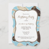 青いカウボーイのテーマの誕生日のパーティの招待状 招待状 (正面)