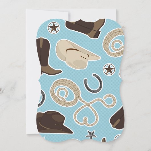 青いカウボーイのテーマの誕生日のパーティの招待状 招待状 (裏面)