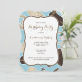 青いカウボーイのテーマの誕生日のパーティの招待状 招待状 (スタンド正面)