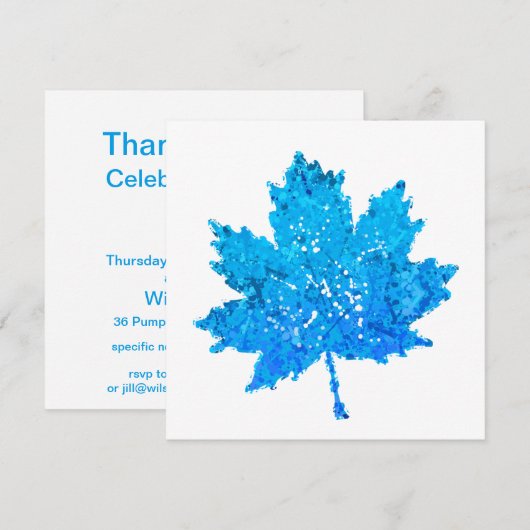 青いカエデの葉 招待状 (正面/裏面)