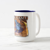 青いカエルが付いている2色のマグ ツートーンマグカップ (正面右)