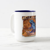 青いカエルが付いている2色のマグ ツートーンマグカップ (正面左)