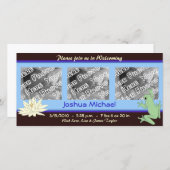 青いカエルとハスの誕生のお知らせ 案内状 (正面/裏面)