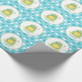 青いカエルのピンクの点のカスタマイズ可能な包装紙 ラッピングペーパー (角)