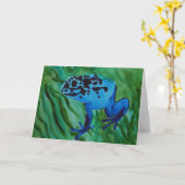 青いカエル カード (黄色い花)