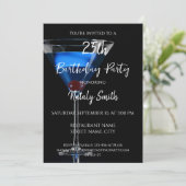 青いカクテル　黒背景 招待状 (スタンド正面)