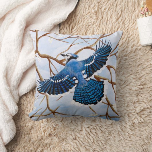 青いカケス クッション (ブランケット)