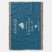 青いカスタマイズ航海の可能なビーチライフ スローブランケット (正面縦)