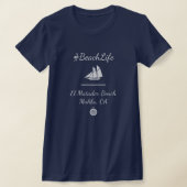 青いカスタマイズ航海の可能なビーチライフ Tシャツ (レイダウン)