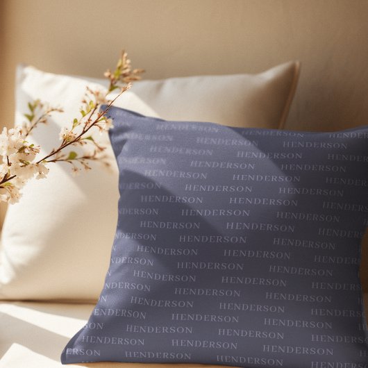 青いカスタムファミリ名パターン クッション