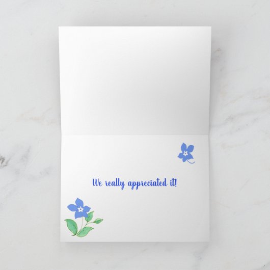 青いカスタムペリウィンクルカードでフロントありがとう シーズンカード (内部)