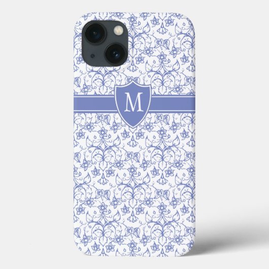 青いカスタムペリウインクルのパタスタイリッシューンにモノグラム Case-Mate iPhoneケース (裏面)