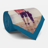 青いカスタム写真 ネクタイ (ロール)