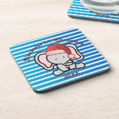 青いカスタム男の赤ちゃん名初めてのクリスマス2022 コースター (左側)