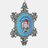 青いカスタム男の赤ちゃん名初めてのクリスマス2022 スノーフレークピューターオーナメント (左)