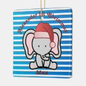 青いカスタム男の赤ちゃん名初めてのクリスマス2022 セラミックオーナメント (左)