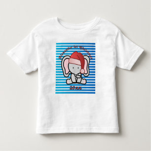 青いカスタム男の赤ちゃん名初めてのクリスマス2022 トドラーTシャツ
