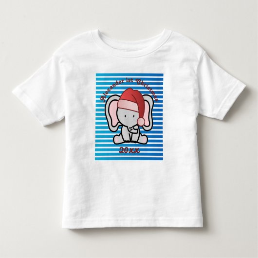 青いカスタム男の赤ちゃん名初めてのクリスマス2022 トドラーTシャツ (正面)