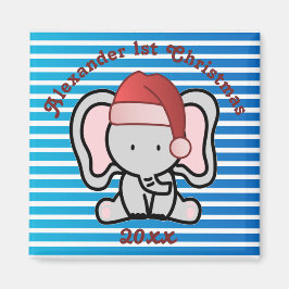 青いカスタム男の赤ちゃん名初めてのクリスマス2022 マグネット