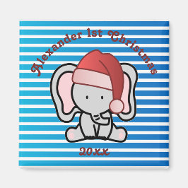 青いカスタム男の赤ちゃん名初めてのクリスマス2022 マグネット