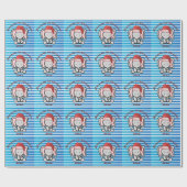 青いカスタム男の赤ちゃん名初めてのクリスマス2022 ラッピングペーパー (フラット)