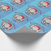 青いカスタム男の赤ちゃん名初めてのクリスマス2022 ラッピングペーパー (角)