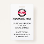 青いカスタム社員の写真ロゴ名バッジ バッジ (裏面)