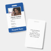 青いカスタム社員ナースの医師ID写真 バッジ (Front & Back)