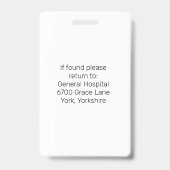 青いカスタム社員ナースの医師ID写真 バッジ (Back)