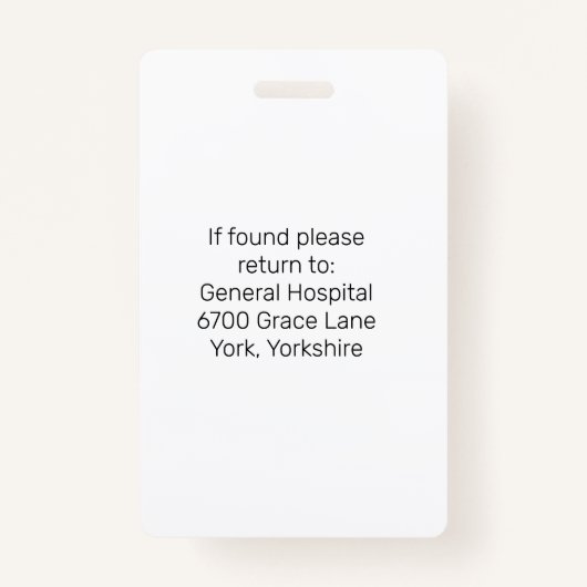 青いカスタム社員ナースの医師ID写真 バッジ (裏面)