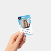 青いカスタム社員証、自分だけのIDを作成 バッジ (手持ち)