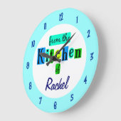 青いカスタム緑の色時計のキッチンから ラージ壁時計 (傾斜)