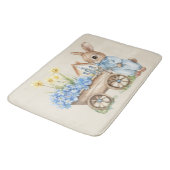 青いカスタム花を持つバニー バスマット (アングル)