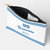 青いカスタム野球の選手の番号とチーム名 アクセサリーポーチ (見開き)