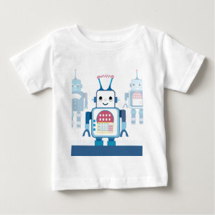 青いカッコいいロボット贈り物ノベルティ ベビーTシャツ