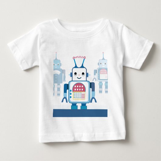 青いカッコいいロボット贈り物ノベルティ ベビーTシャツ (正面)