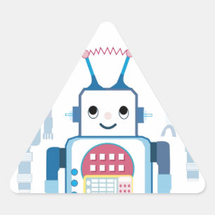 青いカッコいいロボット贈り物ノベルティ 三角形シール