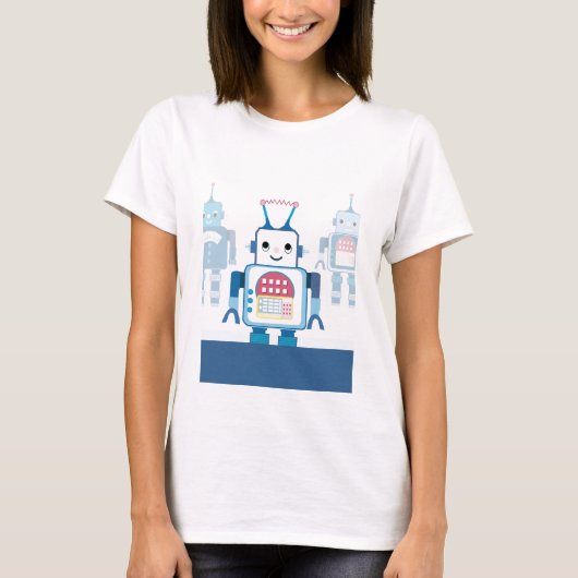 青いカッコいいロボット贈り物ノベルティ Tシャツ (正面)