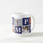 青いカッコいい写真コラージュパーソナライズされたグランプスマググ コーヒーマグカップ (正面右)